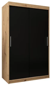 Dulap de haine 120 cm Toki (stejar artisan + negru mat). 1064812