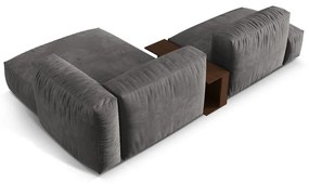 Colțar modular gri cu tapițerie din catifea (cu colț pe partea dreaptă/cu șezlong) Martina – Micadoni