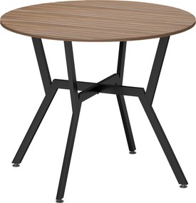 HOMCOM Masă Rotundă de Sufragerie pentru 2 Persoane cu Suport în X, Masă Modernă din Lemn și Oțel, Ø90x76 cm, Maro | Aosom Romania