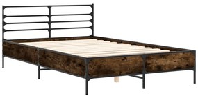 3280069 vidaXL Cadru de pat, stejar afumat 120x190 cm lemn prelucrat și metal
