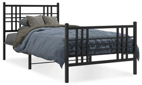 376338 vidaXL Cadru pat metalic cu tăblii de cap/picioare, negru, 107x203 cm