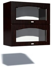 Corp superior vitrina 80 cu 2 usi orizontale Zebra MDF mustata wenge