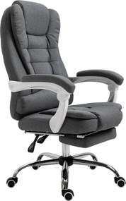 Vinsetto Scaun Ergonomic de Birou Reglabil cu Suport pentru Picioare, Spătar Înalt și Brațe, 65x70x115-123 cm, Gri | Aosom Romania