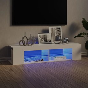 Comoda TV cu lumini LED, alb extralucios, 135x39x30 cm 1, Alb foarte lucios