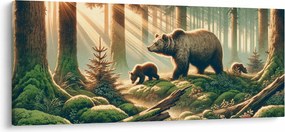 Tablou - Urși în pădure (120x50 cm)