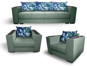 Set living canapea cu 2 fotolii 3+1+1 Solis N34 verde