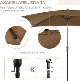 Outsunny Umbrela de Gradina Dreptunghiulara 195×295 cm – Alb | Aosom Romania
