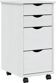 vidaXL Dulap rulant cu sertare MOSS, alb, lemn masiv de pin