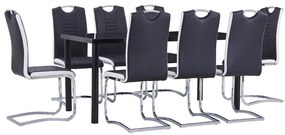 vidaXL Set mobilier de bucătărie, 9 piese, negru, piele ecologică