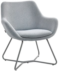 HOMCOM Fotoliu Modern cu Brațe și Spătar, Fotoliu din Material Textil cu Efect de In, Spumă și Oțel, 63x69x75 cm, Gri | Aosom Romania