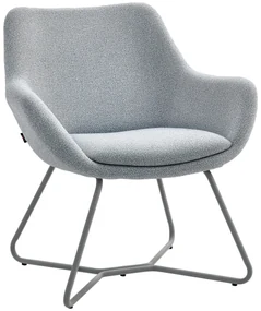 HOMCOM Fotoliu Modern cu Brațe și Spătar, Fotoliu din Material Textil cu Efect de In, Spumă și Oțel, 63x69x75 cm, Gri | Aosom Romania