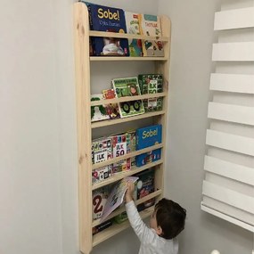 Raft organizator carti si caiete 100×49×7.5 cm – lemn natur, Ori A-620