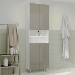 Soldat Baie Zaria, 4 Usi, Gri Lucios/Alb, MDF, L 60 x l 27 x H 190 cm