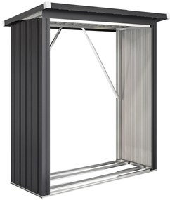 Outsunny Adăpost pentru Lemne din Oțel cu Bază Ridicată și Acoperiș Inclinat Gri | Aosom Romania