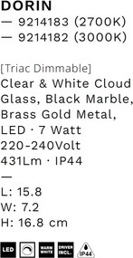 Aplica LED decorativa pentru baie IP44 LED 3000K DORIN negru