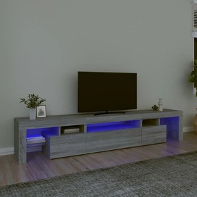 3152800 vidaXL Comodă TV cu lumini LED, gri sonoma, 215x36,5x40 cm