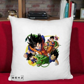 Perna Personalizata Dragon Ball Goku si Shenron Actiune, 40x40 cm, Alb Pufos, Husa Detasabila, Perna Inclusa, BEKZ®
