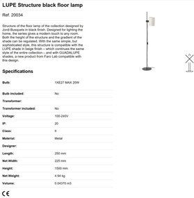 Lampa de podea moderna design elegant LUPE negru/bej