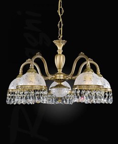 Candelabru 5 brate design clasic realizat manual din alama si Cristal Scholer 6200