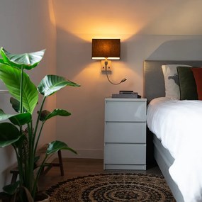 Lampă de perete din oțel cu abajur negru și braț de lectură cu LED inclus - Bergamo