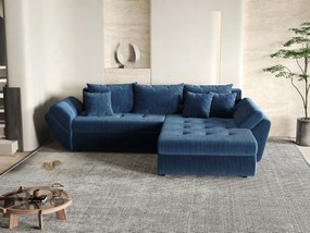 Colțar extensibil dumonde cu ladă de depozitare si sezut confortabil din spuma high-density, Loana Zoom Blue II 270x185 cm