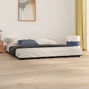 vidaXL Cadru de pat, negru, 200x200 cm, lemn masiv de pin