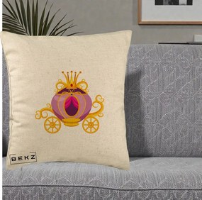 Perna Decorativa Trasura Regala Aurie, 40x40 cm, Bej, Husa Detasabila, Perna Inclusa, BEKZ®