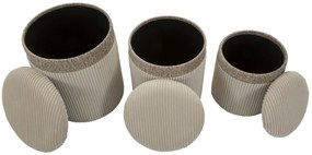 Mauro Ferretti Set 3 Pufuri Crem Cu Spațiu De Depozitare, Ø 40,5 X 49,5 Cm, 35 X 42 Cm, 31 X 38 Cm | Aosom Romania