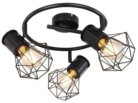 Plafoniera cu 3 spoturi design industrial PRISKA negru