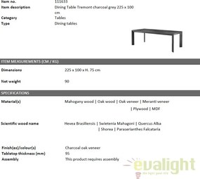 Masa dining din lemn, design LUX Tremont, 225x100cm 111633 HZ