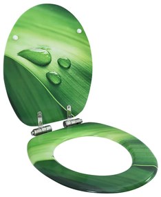 vidaXL Capac WC închidere silențioasă, verde, MDF, model picătură apă