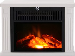 HOMCOM Șemineu Electric de Podea cu Efect de Flacără, Putere Reglabilă 600/1200W, Acoperire 10-15m², Alb | Aosom Romania