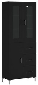 3198466 vidaXL Dulap înalt, negru, 69,5x34x180 cm, lemn compozit