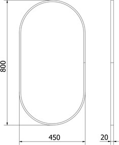 Mexen Loft oglindă de baie ovală 80 x 45 cm, ramă neagră - 9851-080-045-000-70