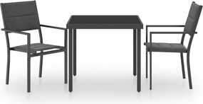 vidaXL Set mobilier de exterior, 3 piese, oțel