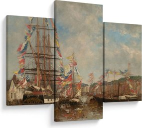 Tablou - Eugène Boudin, Festival in the Harbor of Honfleur, reproducere (90x60 cm)
