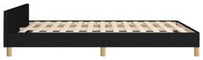 Cadru de pat cu tablie, negru, 140x200 cm, textil Negru, 140 x 200 cm, Culoare unica si cuie de tapiterie