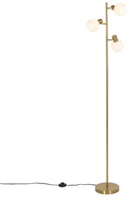 Lampa de podea aurie cu sticlă opala cu 3 lumini reglabile - Anouk
