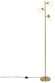 Lampa de podea aurie cu sticlă opala cu 3 lumini reglabile - Anouk