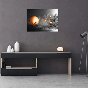 Tablou pe sticlă bilelor portocalii abstarcte (70x50 cm)