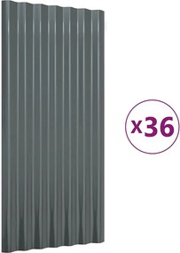 vidaXL Panouri de acoperiș 36 buc. oțel galvanizat antracit 80x36 cm