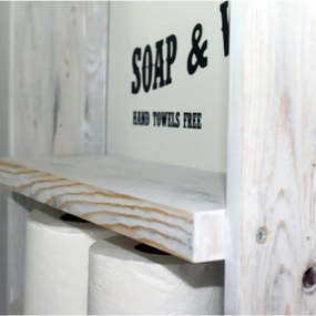 Resigilat:Raft din lemn cu sfoara Farmhouse Homs, 60 x 40 x 13 cm, alb antic