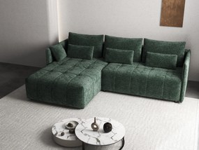 Colțar extensibil dumonde cu ladă de depozitare si sezut confortabil din spuma high-density, Malta Euphoria Green II 235x185 cm