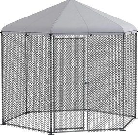 PawHut Țarc pentru găini exterior 5 m² parc cu plasă dim. 2,8L x 2,45l x 2,46H - spațiu acoperit - 5/8 găini | Aosom Romania