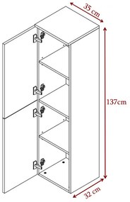 Supermobel Dulap pentru baie NICEA W35 SL, 35x136,9x31,9, alb / model, dreapta