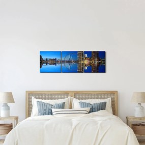 Tablou - Rotterdam nocturn (cu ceas) (90x30 cm)