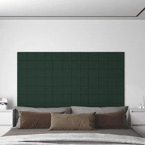 Panouri de perete, 12 buc. verde inchis 60x15 cm textil 1,08 m   12, Verde inchis, 60 x 15 cm