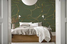 Tapet Gold Swirl, Dark Green, Rebel Walls