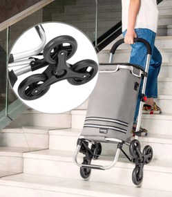 Carucior cumparaturi  Stairs Climber pliabil husa detasabila 3 roti  Metal/Poliester Gri