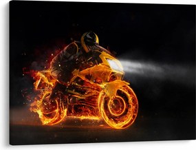 Tablou - Motociclist cu flăcări (70x50 cm)